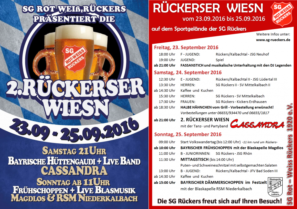 2. RÜCKERSER WIESN 2016 vom 23.09.2016 - 25.09.2016