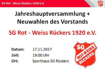 Jahreshauptversammlung der SG Rückers am 17.11.2017