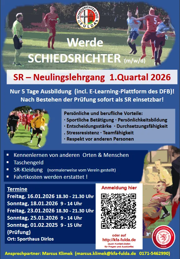 Schiedsrichter-Neulingslehrgang 1. Quartal 2026