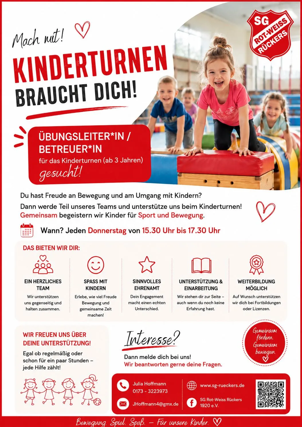 Übungsleiter*innen/Betreuer*innen für das Kinderturnen gesucht!