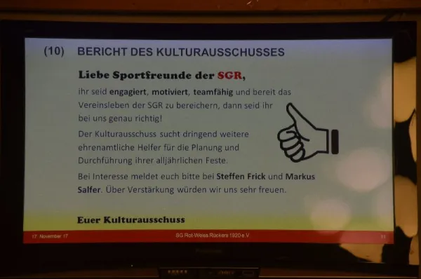 SGR-Jahreshauptversammlung 2017 (17.11.2017)